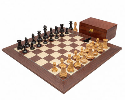 Ensemble d'Échecs de Luxe Original Staunton 1849 en Ébène et Palissandre avec Coffret
