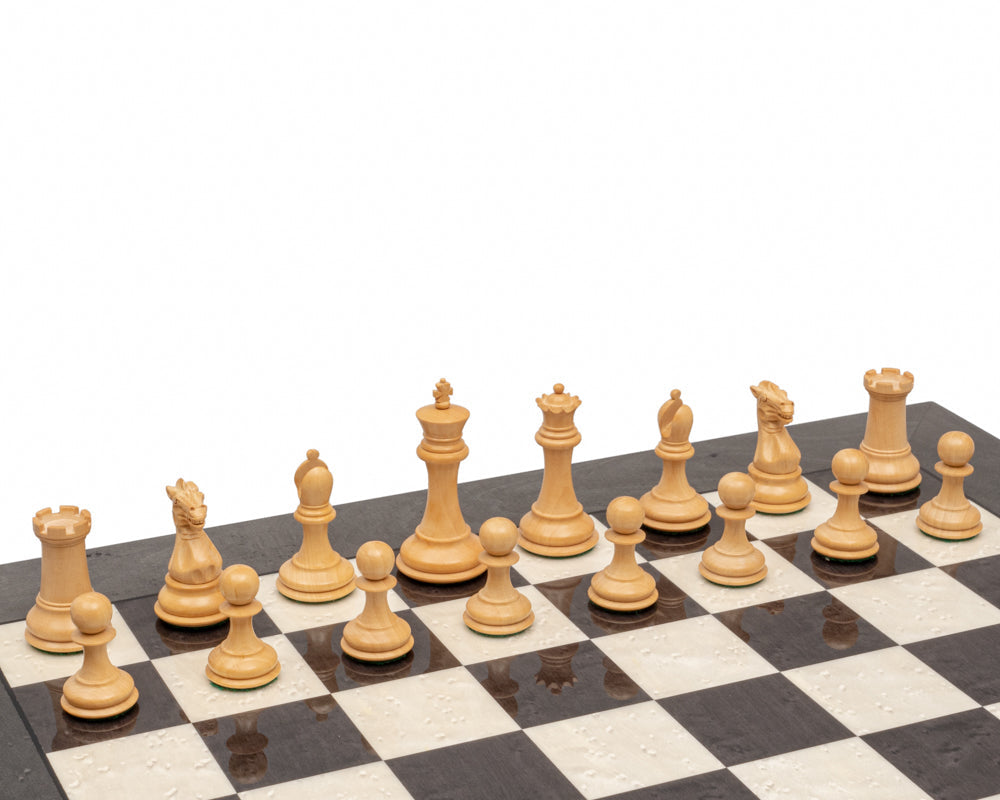Le jeu d'échecs de luxe Sovereign en bois de bruyère gris et ébène