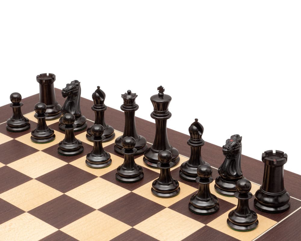 JJ Cooke Reproduction Ebony and Wenge Luxury Chess Set with beautifully crafted pieces and deluxe board from Spain.