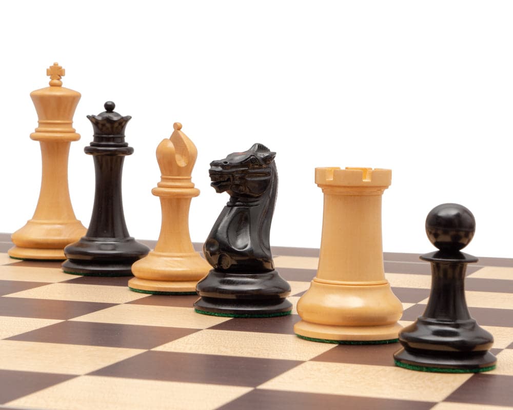 JJ Cooke Reproduction Ebony and Wenge Luxury Chess Set with beautifully crafted pieces on deluxe board