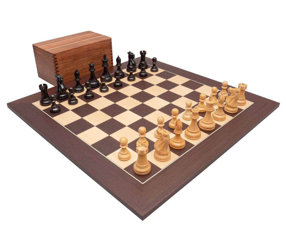 Jeu d’échecs Staunton Competition noir et wengé avec coffret de rangement pour pièces d’échecs