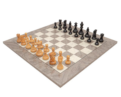 Ensemble d'Échecs Atlantique en Bois Noir et Loupe de Frêne