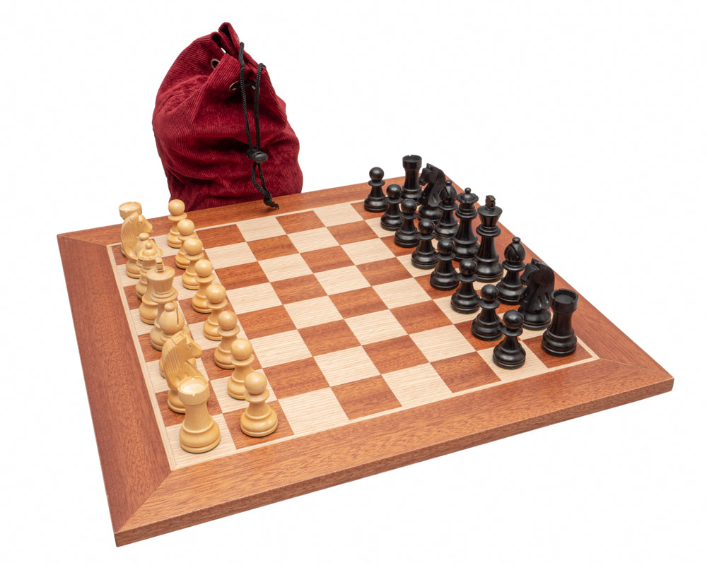 The Down Head Black Mahogany Jeu d'échecs compact avec sac