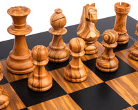 Ensemble d'échecs Staunton Deluxe Rechapados Ferrer Noir et Olivier avec coffret