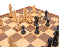 Jeu d'échecs Down Head noir et acajou avec meuble