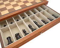 Jeu d’échecs Sovereign de luxe en ébène et acajou avec armoire