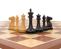 Jeu d’échecs Édition JJ Cooke, noir et acajou, avec coffret de rangement pour pièces d’échecs et pendule d’échecs