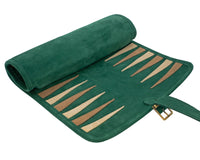 Manopoulos — jeu de Backgammon de voyage en daim enroulable — vert