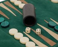 Manopoulos — jeu de Backgammon de voyage en daim enroulable — vert