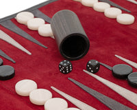 Manopoulos — Jeu de backgammon de voyage en suède enroulable — Bordeaux