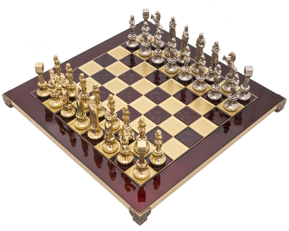 Jeu d'échecs Manopoulos Renaissance avec étui en bois - MEDIUM